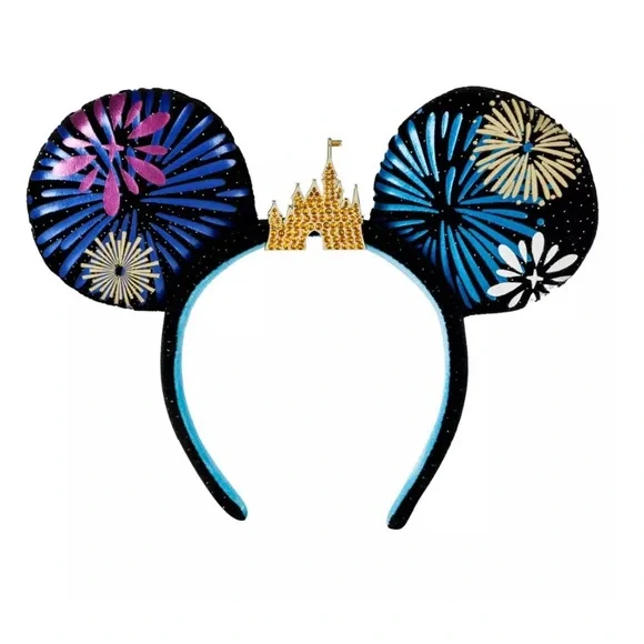 Disney Parks Mickey Main Attraction Ear Headband Cinderella Castle Fireworks - Picture 1 of 14